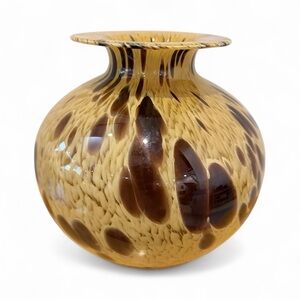 Elegant Brown and Tan Glass Vase - Murano, Italy